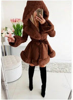 Women's Thermal Hooded Lapel Fur Splicing Coat - DanaFashionstore
