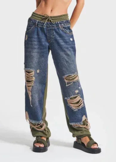Fashion Ins European And American Street Stitching Pants - DanaFashionstore