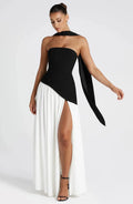 Fashion Sexy Backless Tube Top Pure Color Split Dress - DanaFashionstore