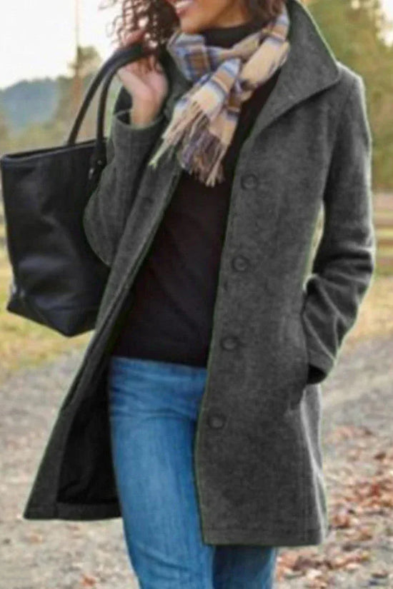 Winter Single-breasted Lapel Coat Fashion Commuter Slim Mid-length Jacket Women's Clothing - DanaFashionstore