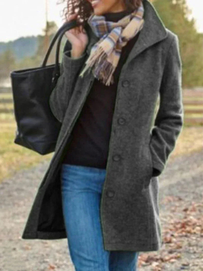 Winter Single-breasted Lapel Coat Fashion Commuter Slim Mid-length Jacket Women's Clothing - DanaFashionstore