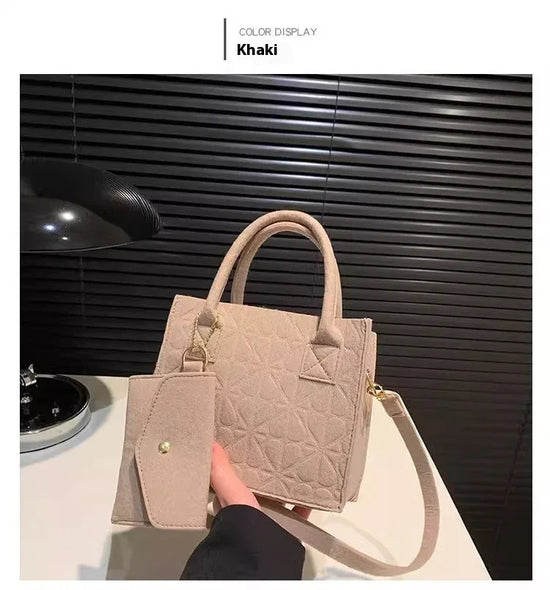 Simple Small Handbag Women's Fashion Felt One Shoulder Combination Bags - DanaFashionstore