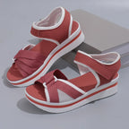 Summer Mesh Cross-strap Sandals With Velcro-design Thick Sole Flats Beach Shoes Women - DanaFashionstore