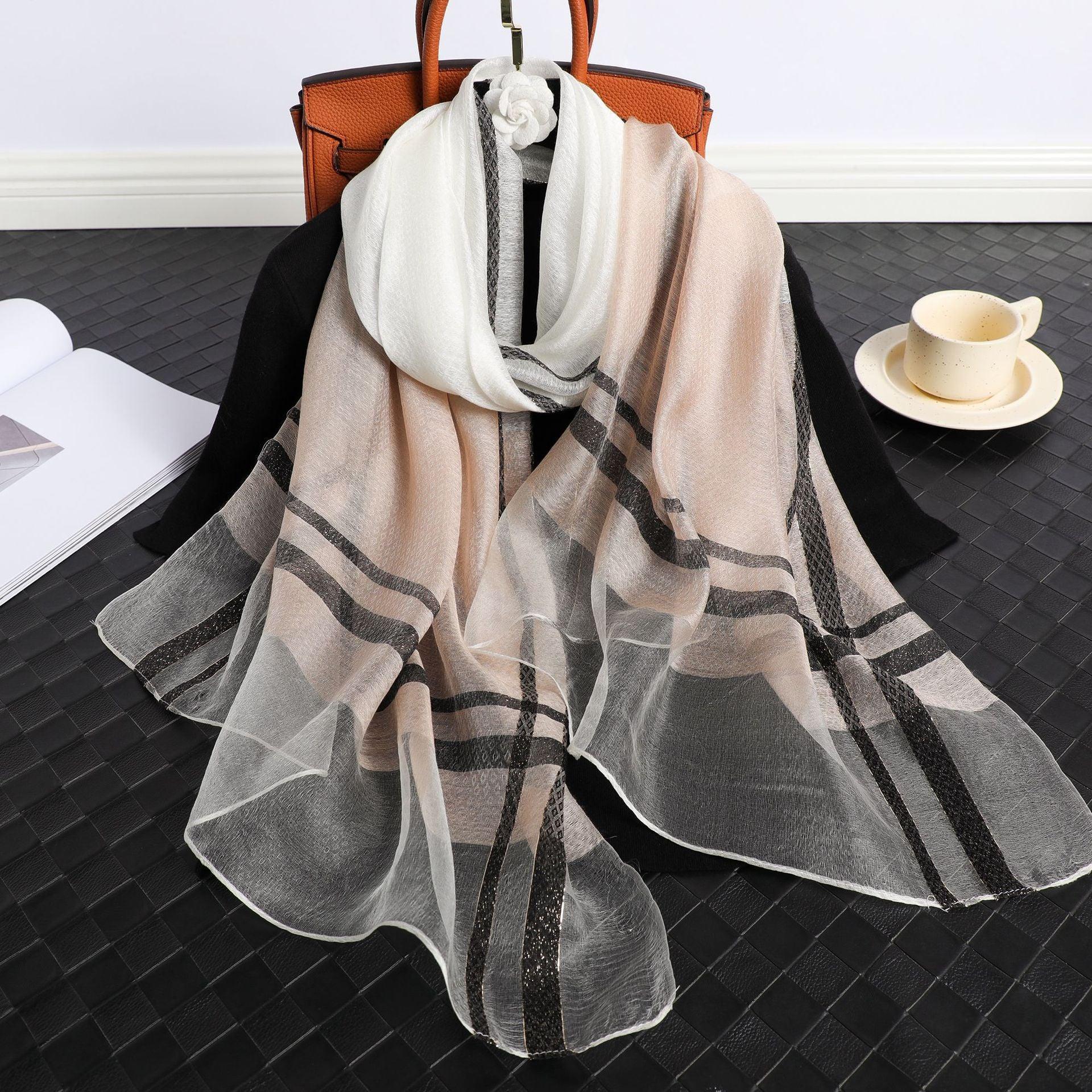 Women's Korean Style Silk Plaid Scarf - DanaFashionstore
