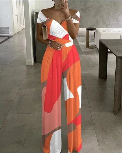 Fashion One-Shoulder Print Jumpsuit 2026 - Temperament Party Jumpsuit - DanaFashionstore
