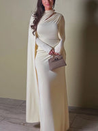 Solid Color Pleated Long Sleeve Dress 2026 - Classic Elegant Dress - DanaFashionstore
