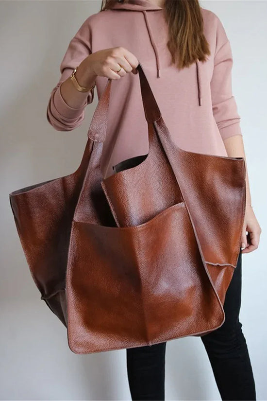 Simple Large Bag Soft Leather Large Capacity One-shoulder Portable Tote Bag - DanaFashionstore