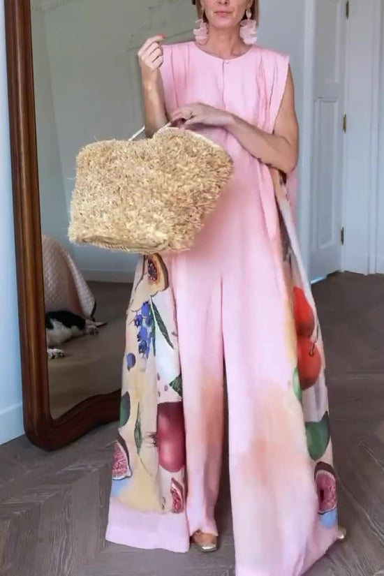 Sleeveless Printed Wide-leg Jumpsuit