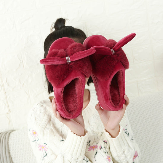 Women's Thick-soled Winter High-heeled Cotton Slippers