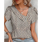 Casual Diagonal Collar Short-sleeved T-shirt - DanaFashionstore