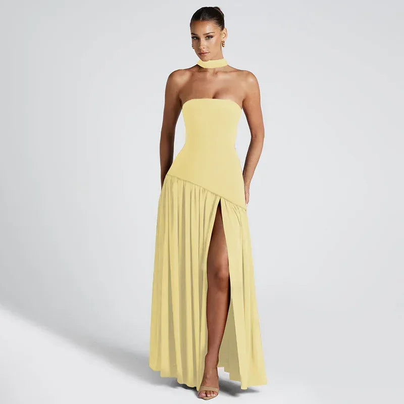 Color Matching Tube Top Dress 2026 - Sexy Off-Shoulder Summer Dress - DanaFashionstore