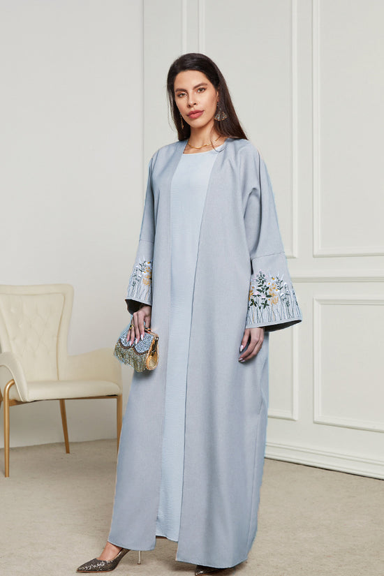 Middle East Muslim Clothing Robe Embroidered Cardigan Dress