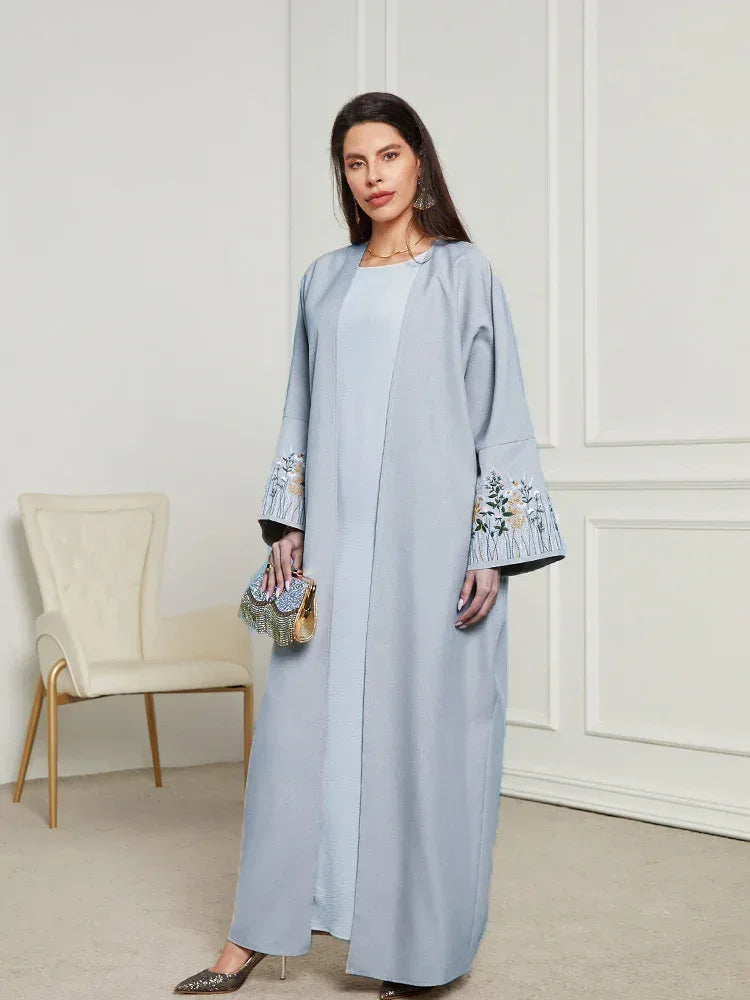 Middle East Muslim Embroidered Cardigan Dress Robe - Elegant Islamic Clothing - DanaFashionstore