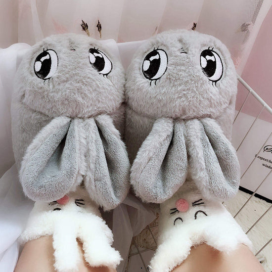 Cute Plush Big Eyes Rabbit Warm Cotton Shoes