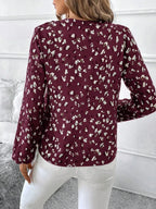 Women's V-Neck All-Over Print Elegant Long Sleeve Blouse,Long Sleeve Tops - DanaFashionstore