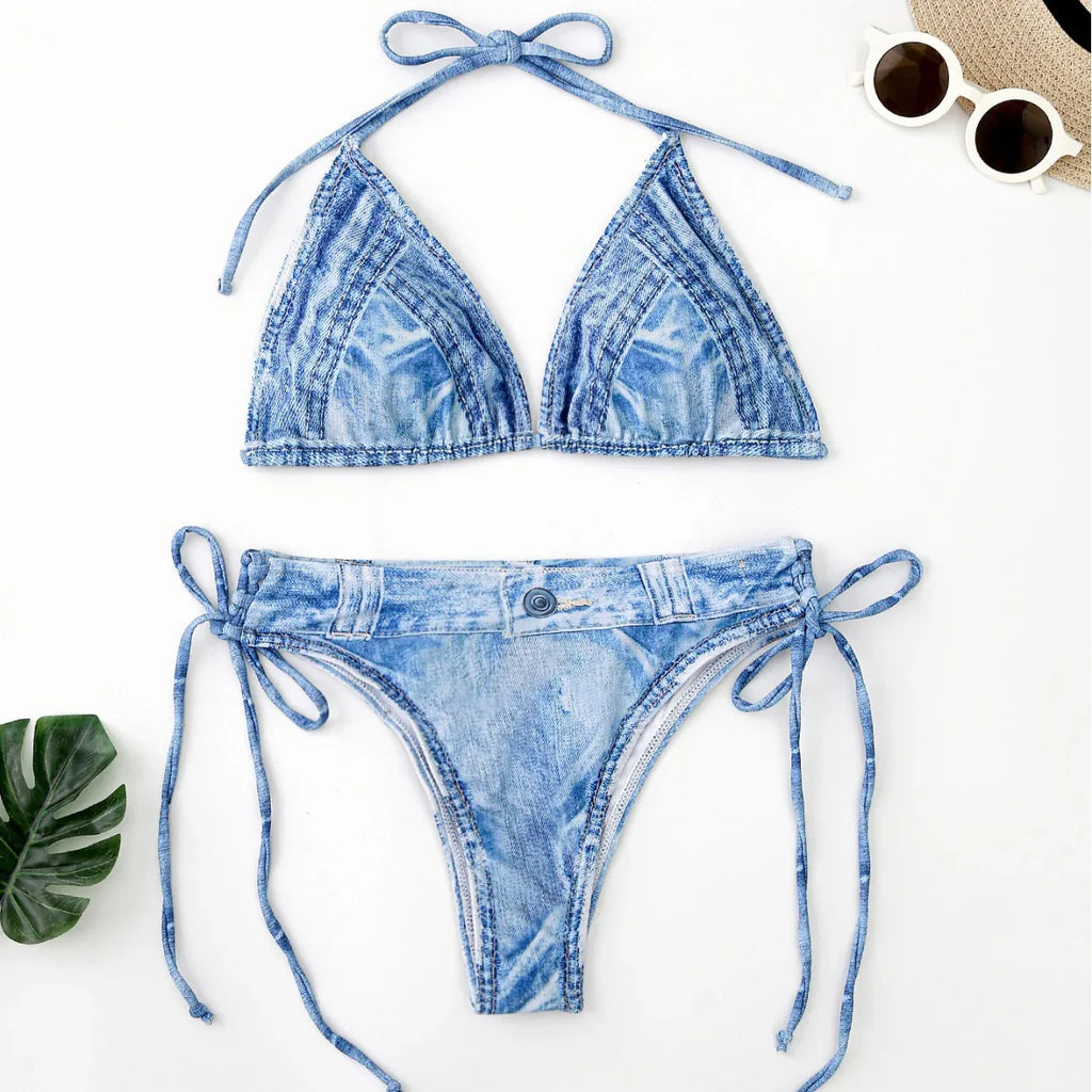 Women's Denim Two-piece Suit Bikini Swimsuit - DanaFashionstore