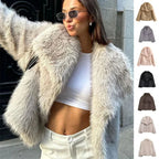 Winter Plush Coat Fashion Warm Thicken Fluffy Lapel Jacket Outwear Casual Long Sleeve Tops Womens Clothing - DanaFashionstore