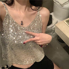 V-neck Inner Match Glitter Camisole - DanaFashionstore