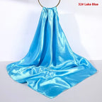 Pure Color Silk Scarf Artificial Silk 90cm Shiny Satin Shawl - DanaFashionstore