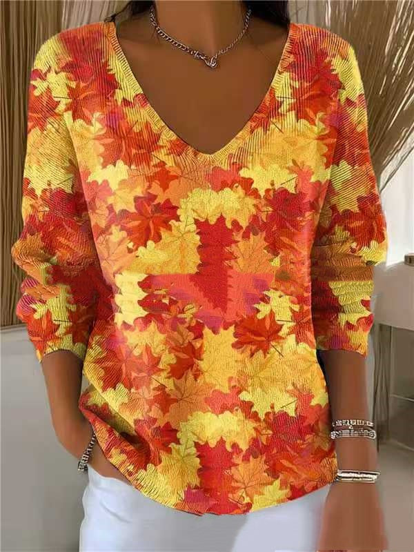 New Fashion Casual V-neck 3D Printed Geometric Pattern Half Sleeve T-shirt Top For Women