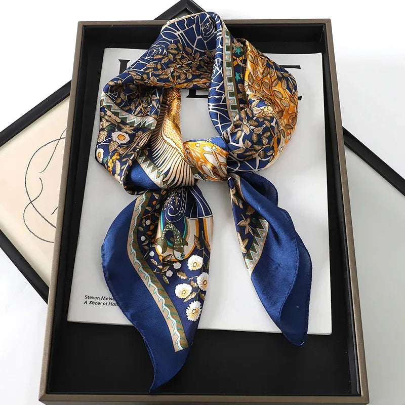 Artificial Silk Striped High-grade Korean Style Stylish Beach Arm Bag Silk Scarf - DanaFashionstore