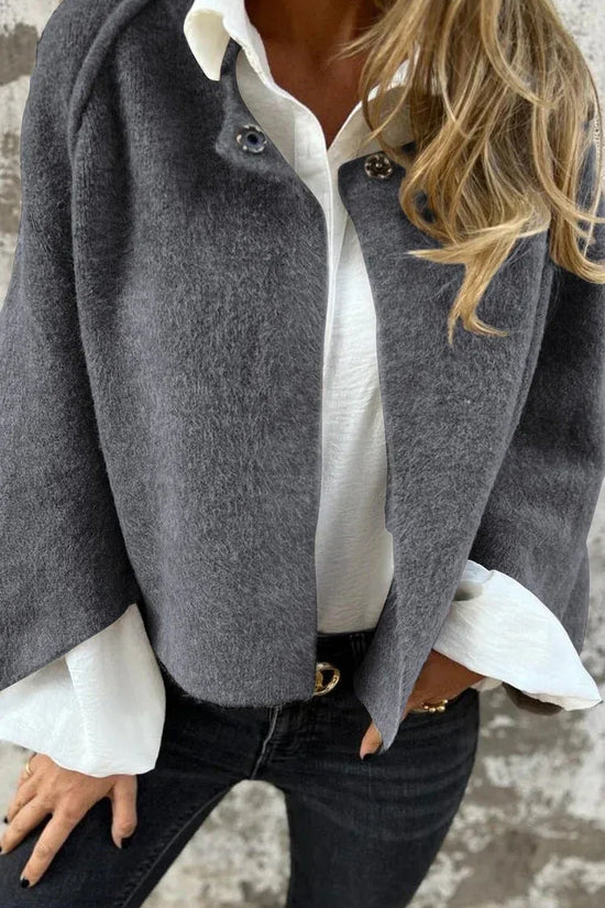 Women's Batwing Sleeve Cardigan Ins Fashion Cropped Jacket Tops Autumn And Winter Loose Short Cashmere Coat - DanaFashionstore