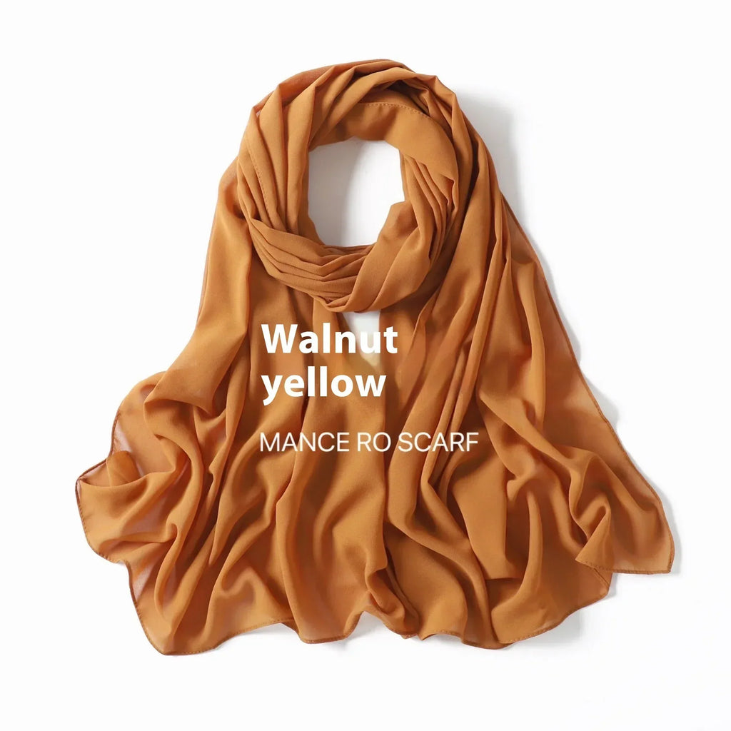 Pure Color Pearl Chiffon Scarf Headcloth Veil Chiffon Scarf - DanaFashionstore