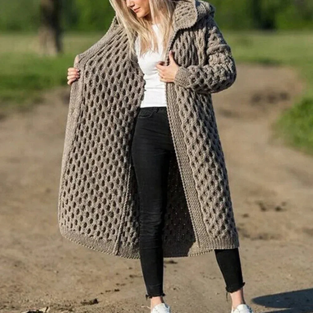 Women Winter Thick Warm Hooded Knitted Cardigan - DanaFashionstore