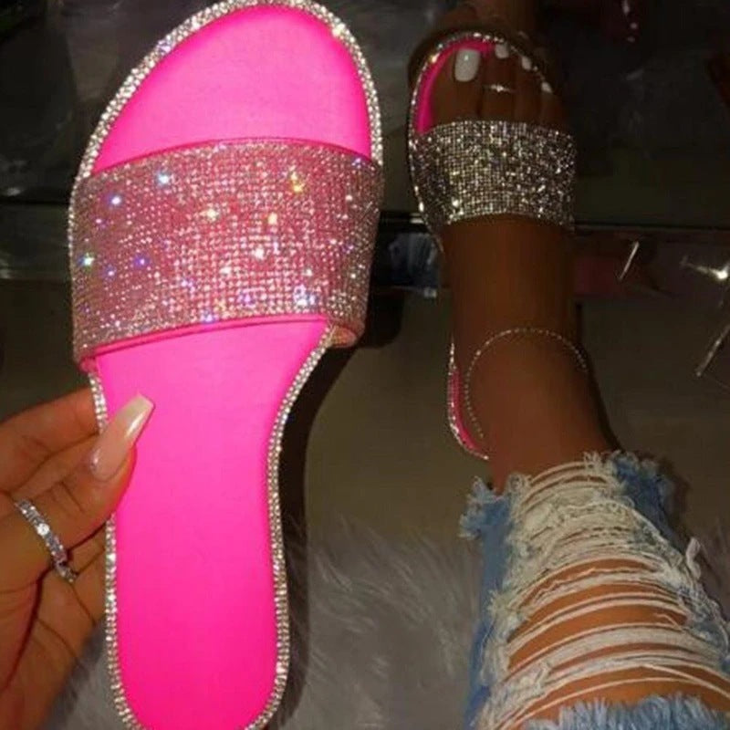 Women's Sandals with Diamond Slippers