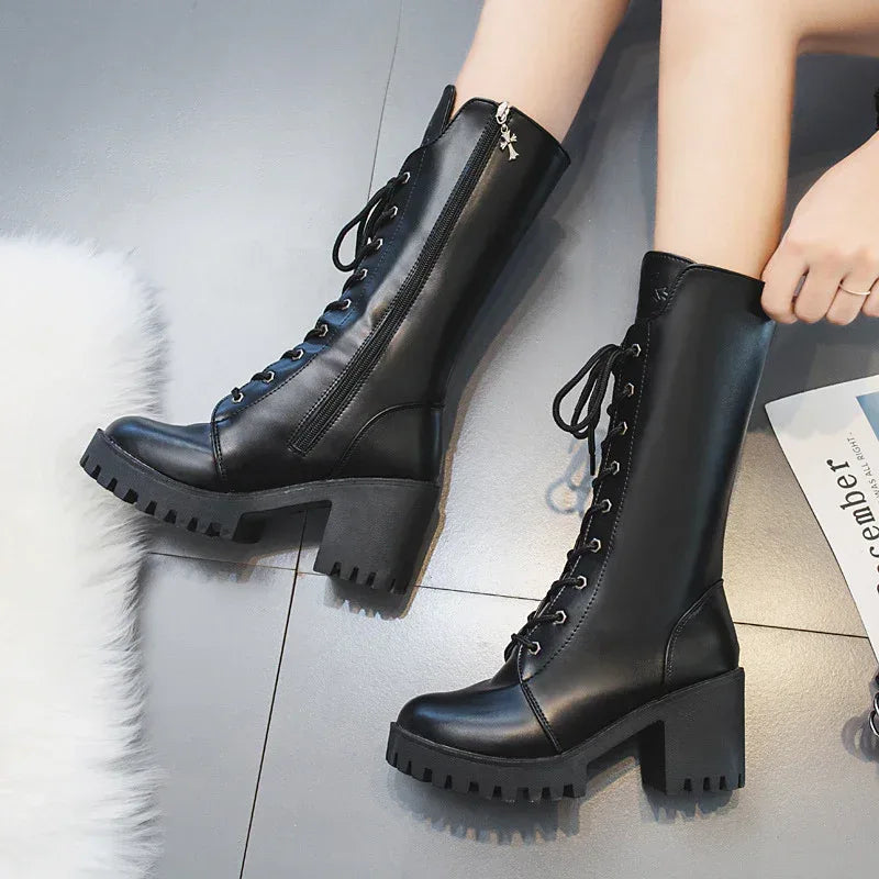 Martin boots with round toe side zip - DanaFashionstore