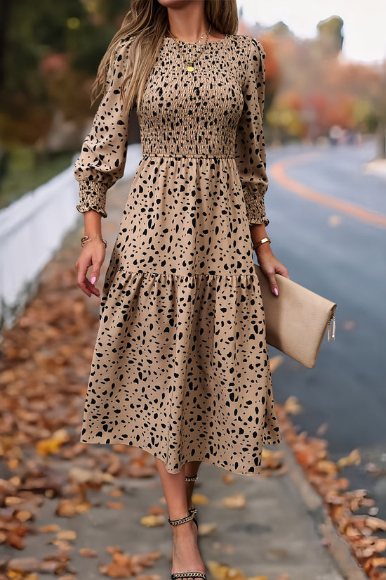 Women's Clothing Leopard Print Long Sleeve Dress - Dana Fashion
