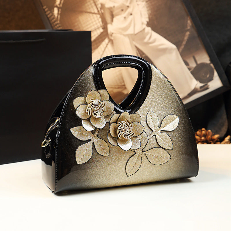 Personalized Flower Dumpling Niche Handbag Versatile Patent Leather Messenger Bag - Dana Fashion