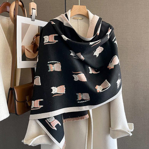 Fashion Artificial Cashmere Scarf Female Winter Korean Style Versatile Student Thickened Scarf Dual-purpose Shawl Outer Match - DanaFashionstore