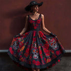 Fashion Digital Printed Women's V-neck Sleeveless Dress