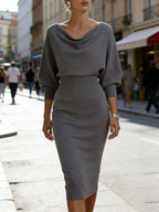 Womens Solid-Color Body-Con Plus-Size Dress With A Sophisticated Look - DanaFashionstore