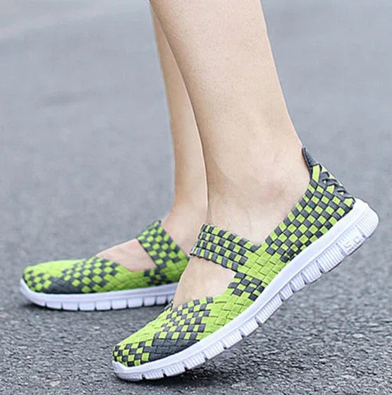 Lightweight flat shoes explosion models wishy elastic band hand-woven shoes women's single shoes large size flat bottom mother shoes factory straight - DanaFashionstore