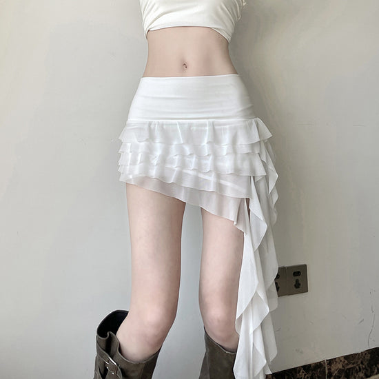 Low Waist All-match Ribbon Irregular Tulle Skirt - Dana Fashion