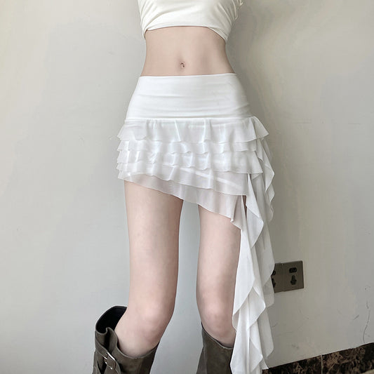 Low Waist All-match Ribbon Irregular Tulle Skirt - Dana Fashion