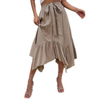Women's Mid-length Lace-up Irregular Stitching Ruffle Skirt - DanaFashionstore