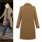 Medium length large woolen overcoat for women - DanaFashionstore