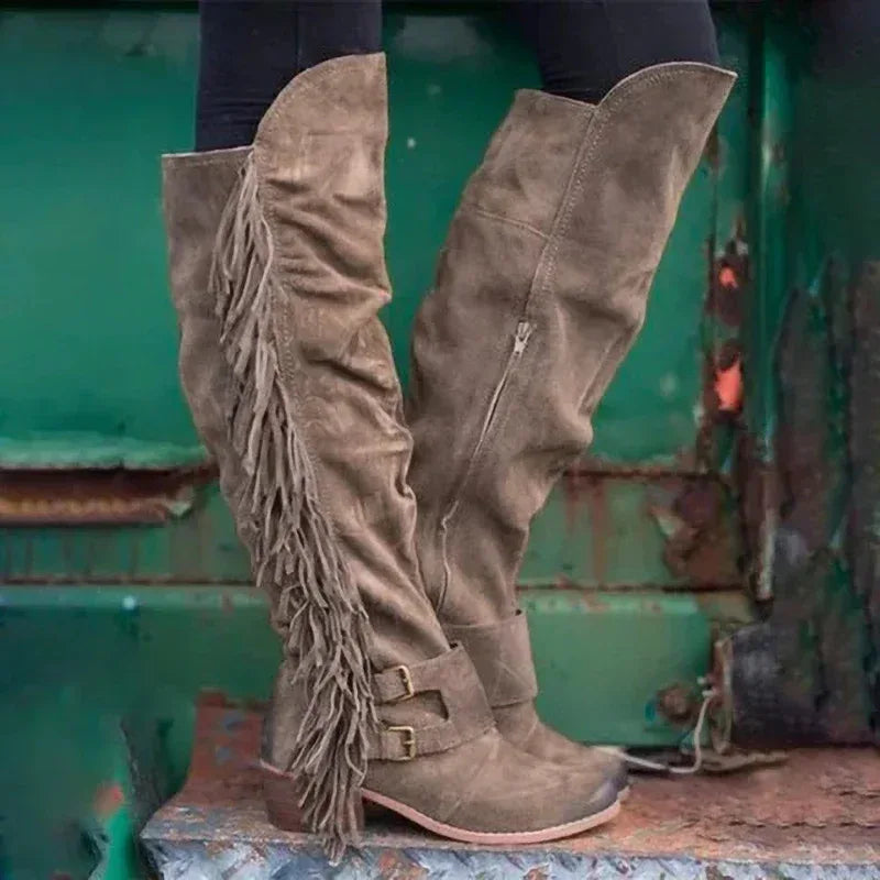 Women's large size long tube tassel boots - DanaFashionstore