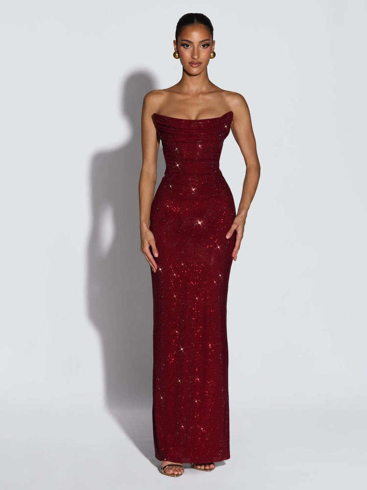 Slim-fit Sleeveless Sequin Maxi Evening Gown