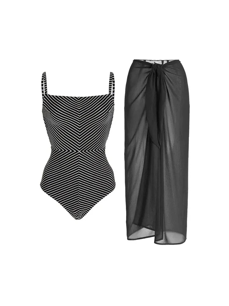Siamese Conservative Covering Belly Thin Swimsuit French Retro One-piece Bikini - DanaFashionstore