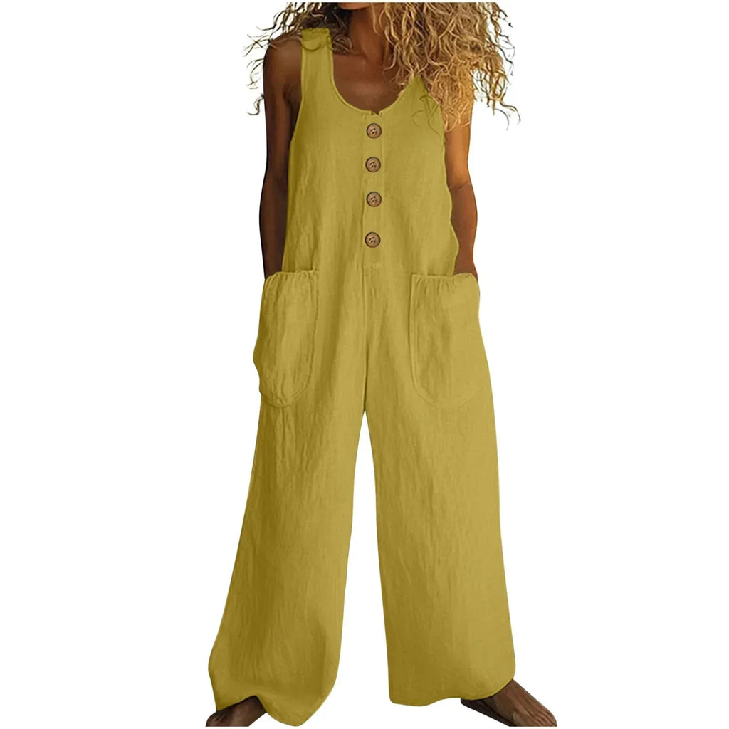 Sleeveless Wide Leg Jumpsuit 2026 - Casual One-Piece Jumpsuit - DanaFashionstore