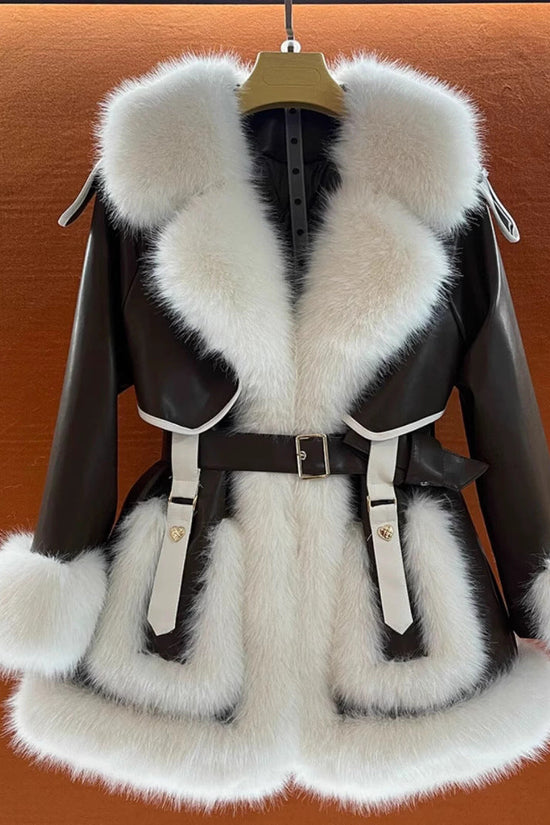 Elegant Big Fur Collar Fur Fur Coat For Women Dana Fashion
