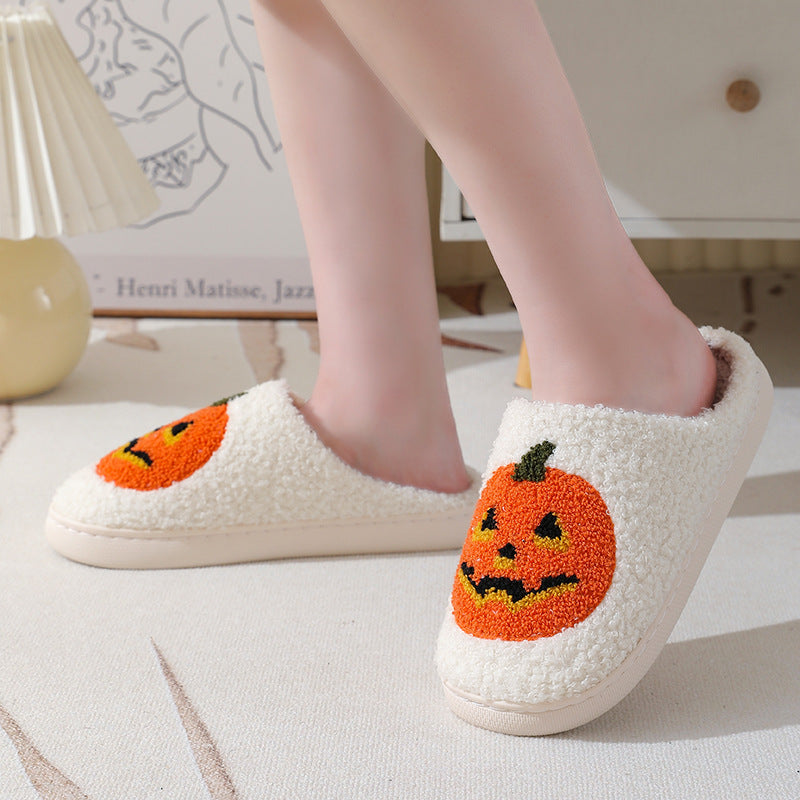 Halloween Pumpkin Cartoon Slippers Warm Winter Slippers Men And Women Couples Indoor House Shoes Dana Fashion