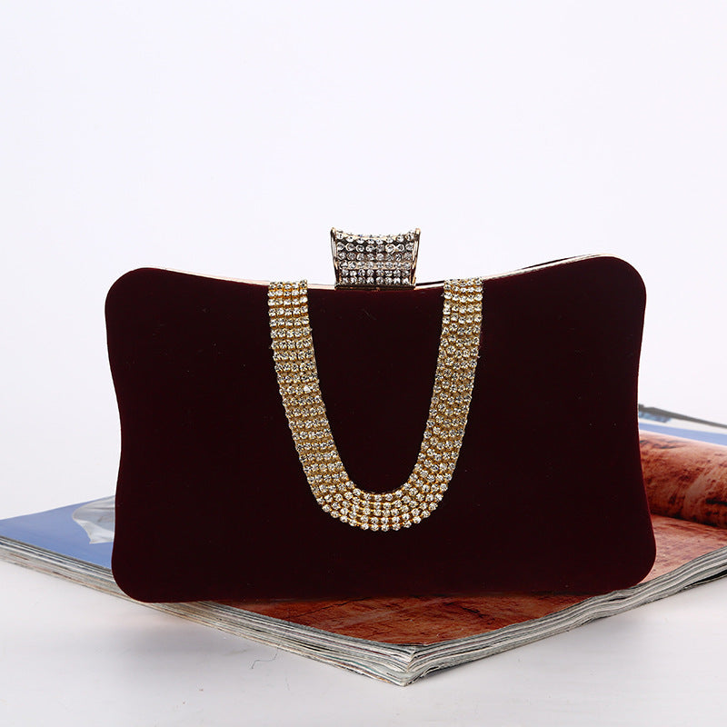 Suede European And American Food Bag U-shaped Diamond - Dana Fashion