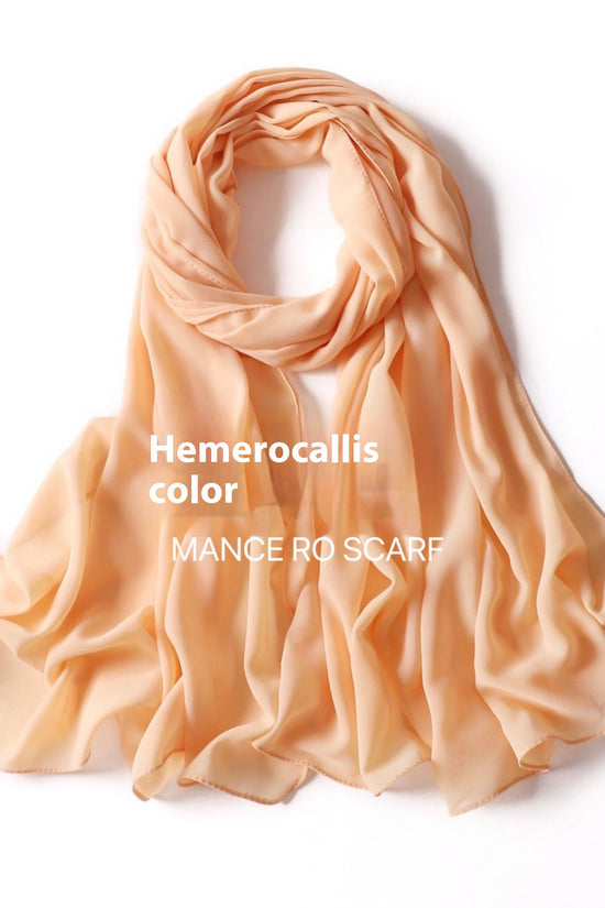 Pure Color Pearl Chiffon Scarf Headcloth Veil Chiffon Scarf