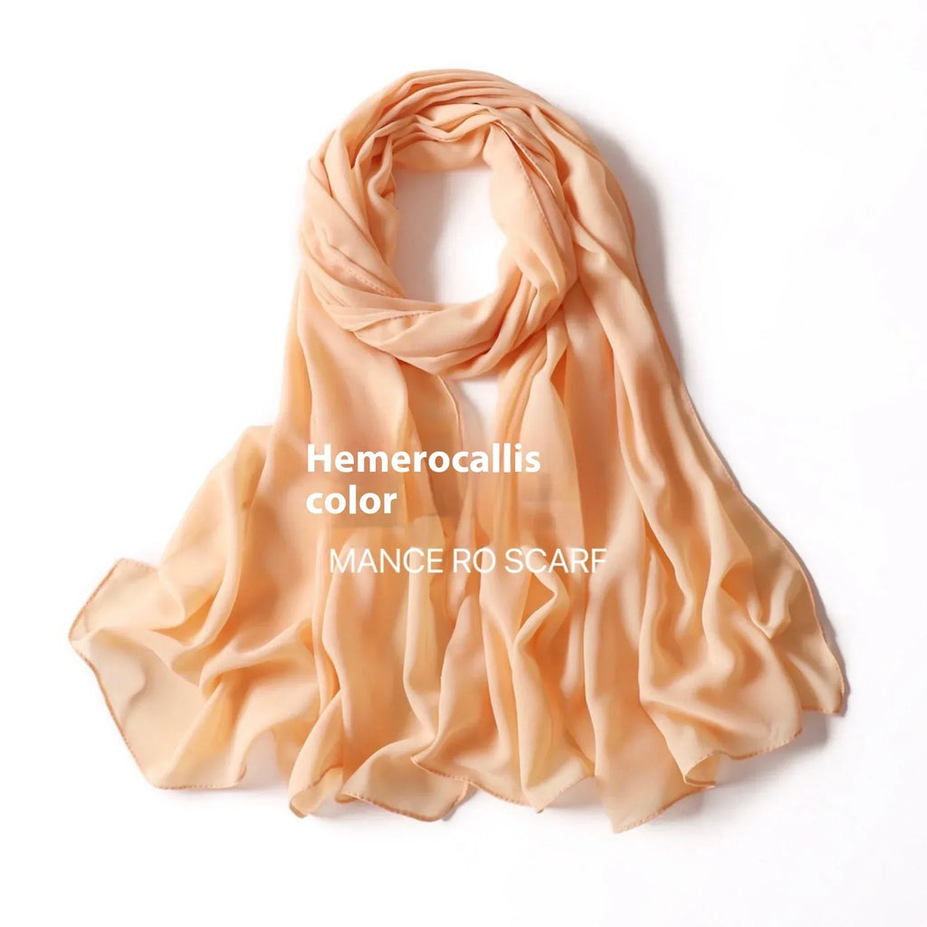 Pure Color Pearl Chiffon Scarf Headcloth Veil Chiffon Scarf - DanaFashionstore