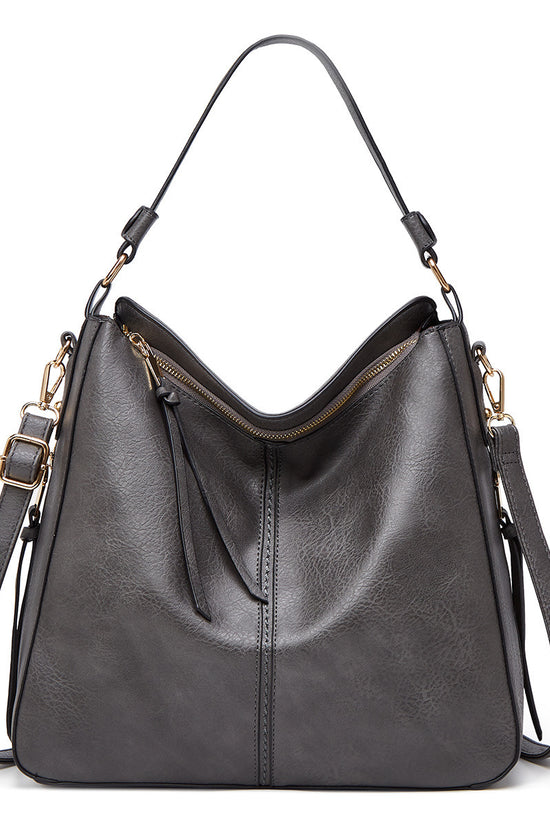 Hobos Zipper Bucket Bags With Adjustable Shoulder-strap Handbags Temperament High Capacity Messenger Shoulder Bag For Women